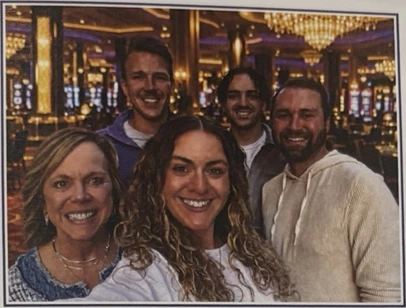 Brigid Schwartz with her family at a casino